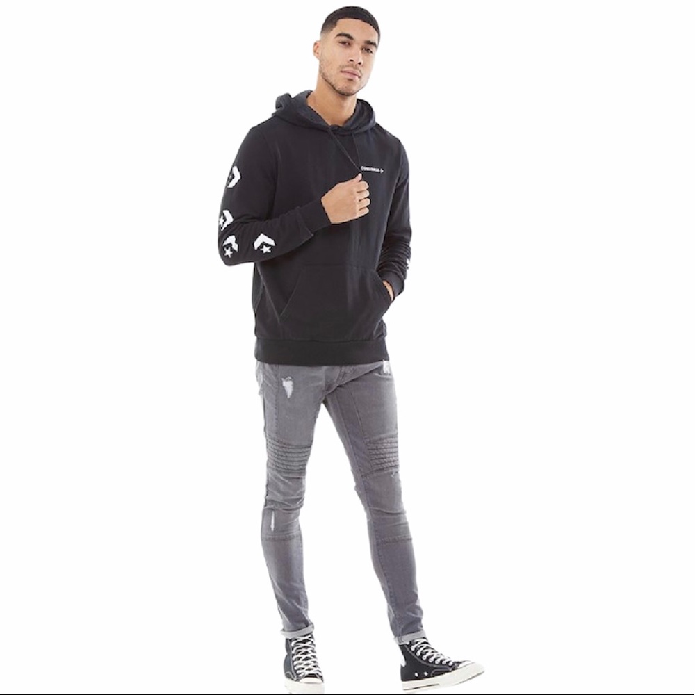 Converse Repeated Chevron Star Black Hoodie Men’s - Picture 6 of 8